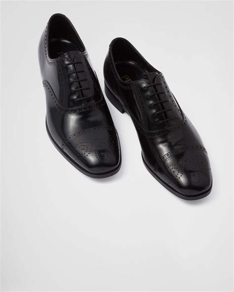 prada brushed leather oxford shoes|Prada black Oxford shoes.